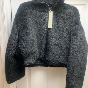 NWT  🔥 HUDSON Black Shearling Teddy Cropped Jacket – High Fashion Icon 🔥